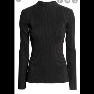 H&M black ribbed high-neck long sleeve top